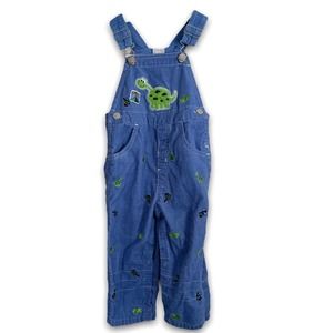Vintage Baby Togs Blue Dinosaur Embroidered Overalls